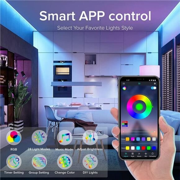 65.6ft Smart Music Sync Color Changing Led Light Strips - Picture 5 of 14